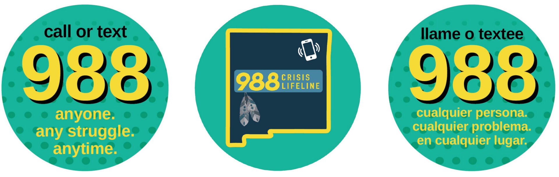 Bilingual 988 helpline information circles
