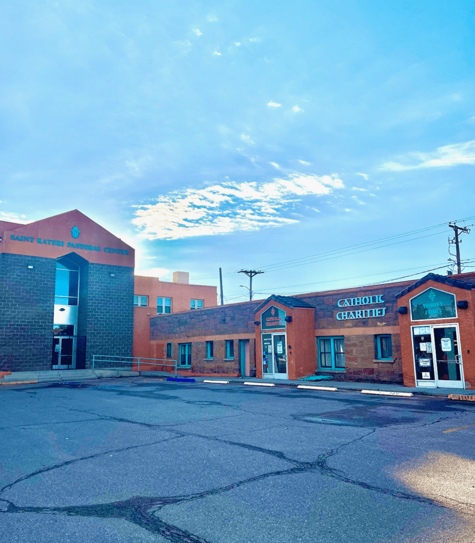 Catholic Charities entrance in sunny weather